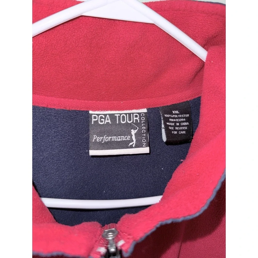 PGA‎ TOUR Mens Size XXL Full Zip Golf Jacket Soft Shell Fleece Red Navy